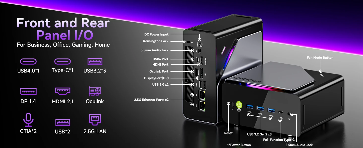 GMKtec K15 Mini PC Intel Core Ultra5 125U AI Barebone NO RAM NO SSD NO OS Support DDR5 NPU WIFI6E BT5.2 Desktop Gaming Computer