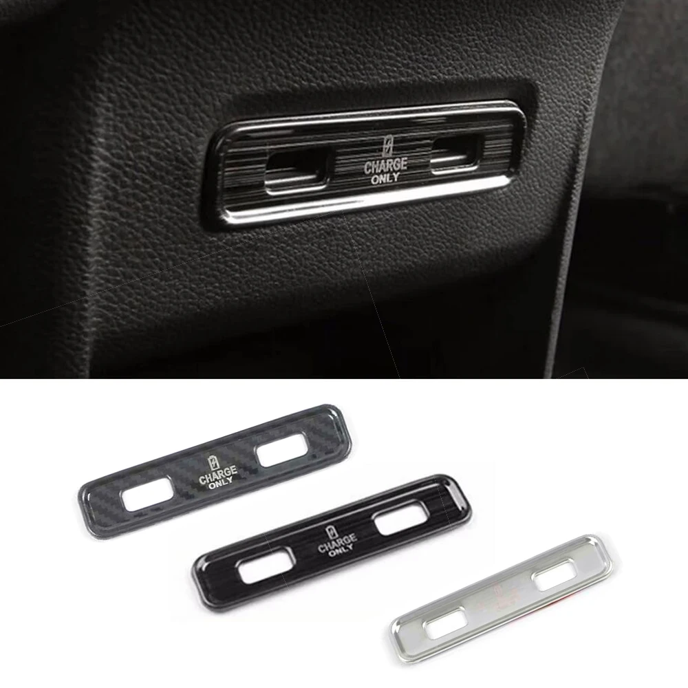 For Geely Okavango Urban Plus 2020-2023 Accessories Stainless Carbon Rear Seat USB Socket Charging Port Cover Trim Sticker