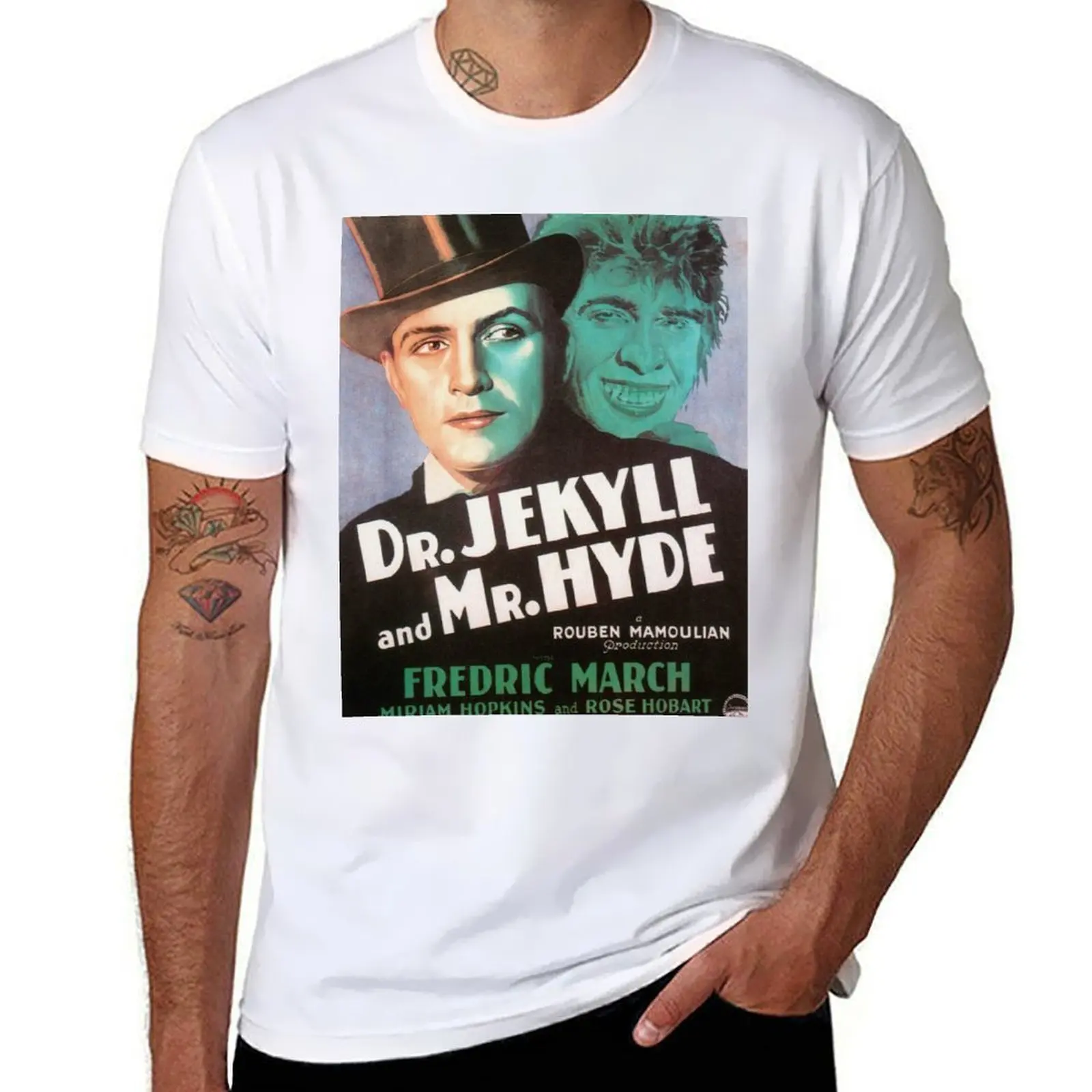 

Dr. Jekyll & Mr. Hyde - vintage horror poster - Fredric March T-Shirt cotton t shirts man 100% graphic t shirts for man T-Shirt