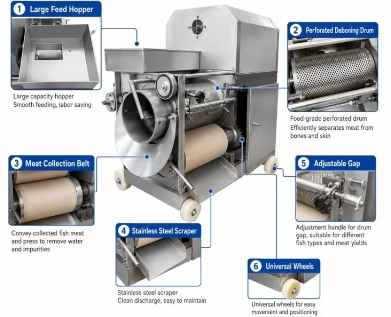 High Performance Fish Meat Collector Machinery/ Fish Bone Remover