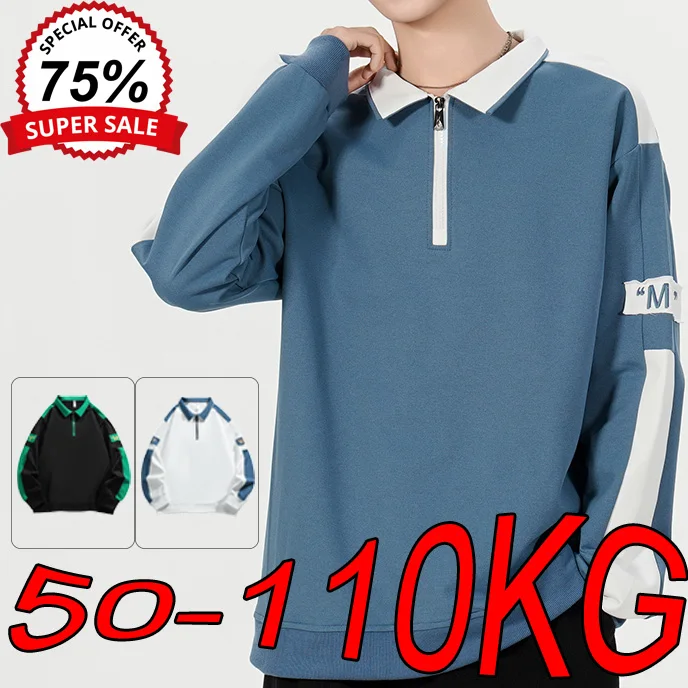 Men's POLO Shirts M-5XL Large Size Autumn Lapel Long-sleeved Sweatshirts Casual Fashion Sport Trend Multi-erotic Couple Pullover