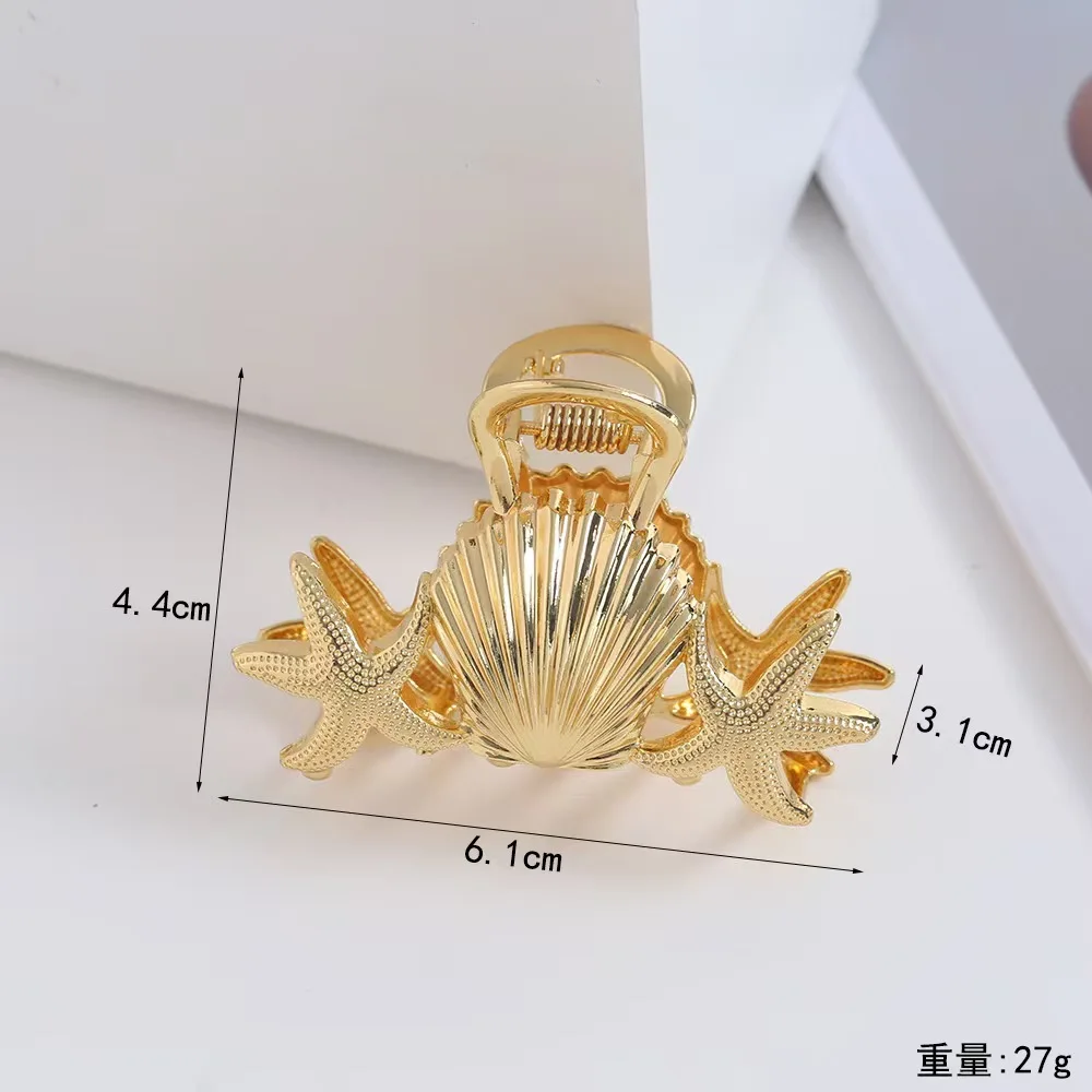 Starfish Shell Alloy Hair Claw European Style Elegant Hair Accessories for Half-Up Styles Shark Clamp Headwear for Back of Head