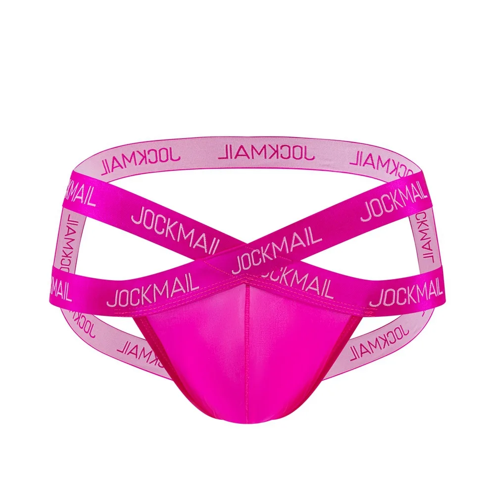 Jockmail Mens Underwear Transparent Ice Silk Man Thong Bikini Quick Drying Breathable U Convex Cross V Waist Low Waist Panties