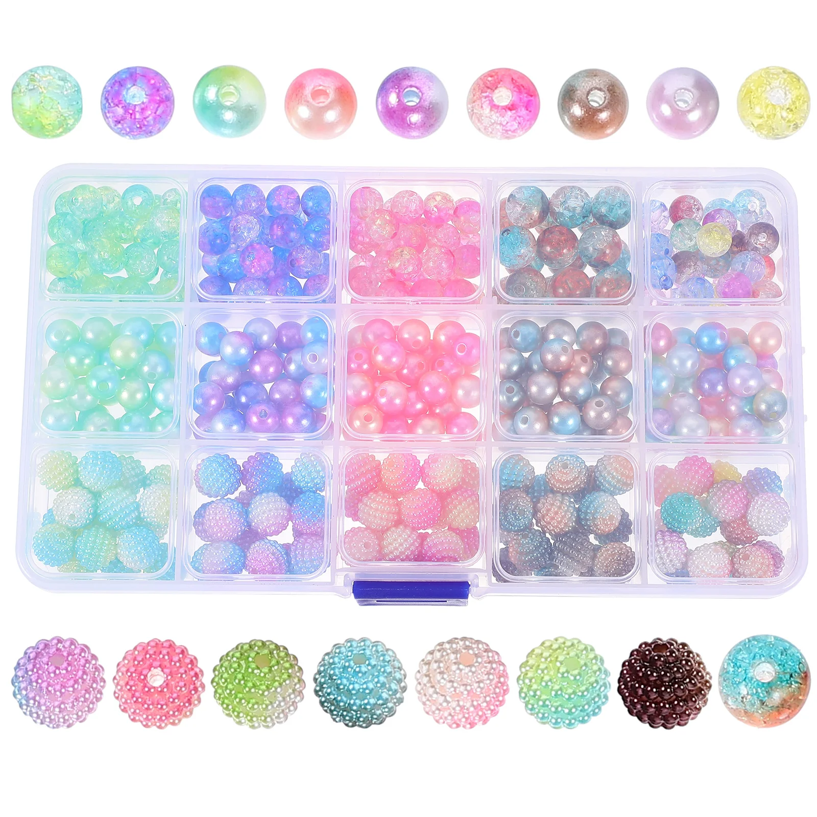 

385pcs 15 Gradient Colors 8mm ABS Imitation Pearl Beads DIY Jewelry Making Necklace Bracelet Kit Acrylic Beads Craft Supplies