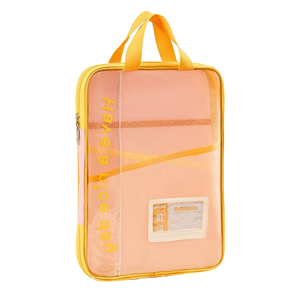 

New Transparent A4 Zipper File Bag L-shaped Large Capacity Mesh Storage Bag Stationery Holder Gifts