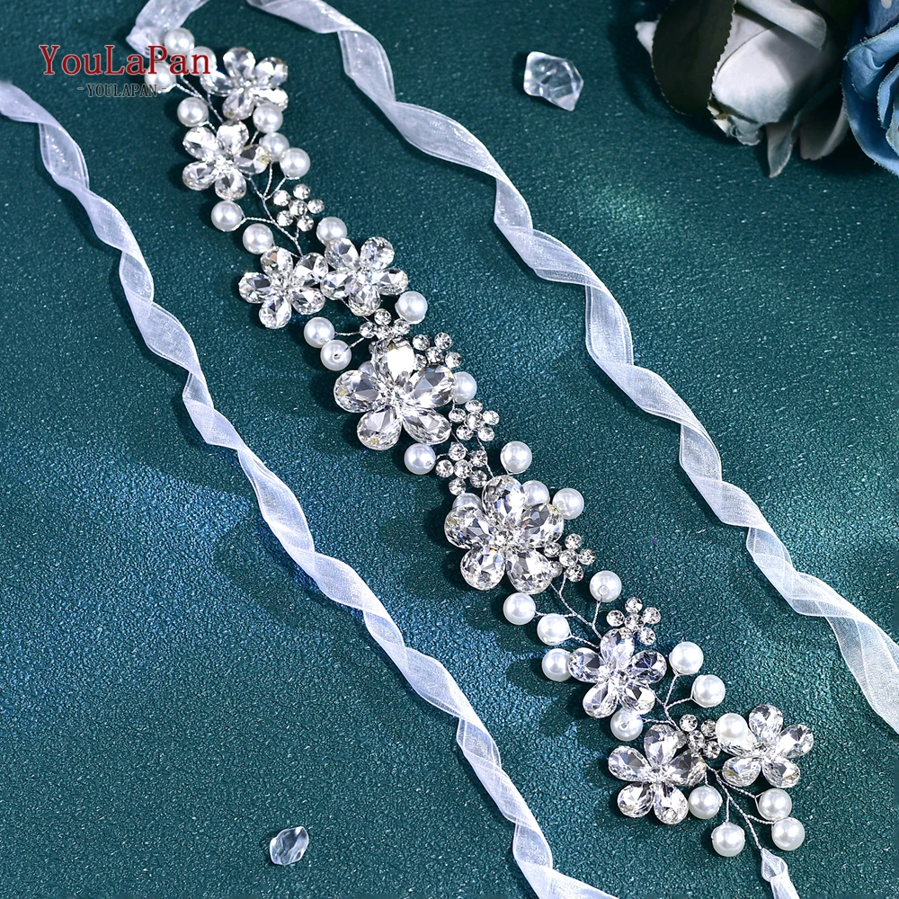 YouLaPan, diadema de novia con diamantes de imitación y perlas de Color plateado, Tiara, diadema para mujer, joyería para el cabello, accesorios para el cabello de boda HP789