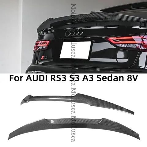 아우디 A3 S3 RS3 리무진 8V 세단 M4 스타일 탄소 섬유 리어 스포일러 트렁크 윙 2013-2020 FRP 벌집 단조 광택 블랙