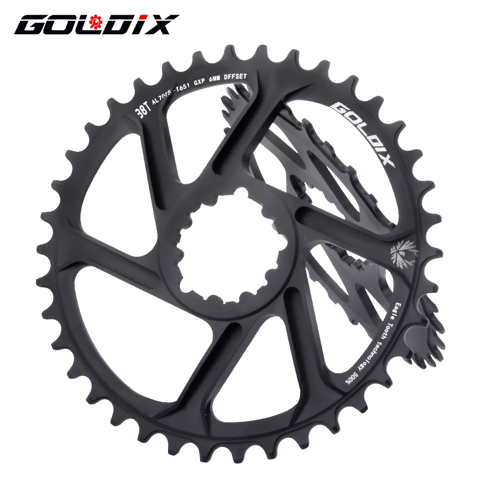 GOLDIX Bicycle Chainring Wide Narrow Chainwheel 30/32/34/36/38T Crankset Crown for Sram 3-Bolt Single Disc