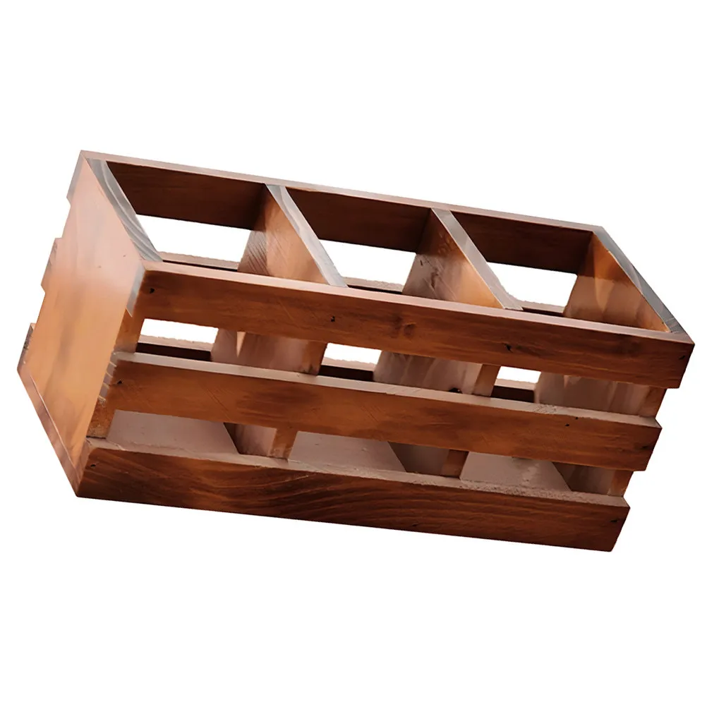 Wooden Compartment Storage Box for Pens Makeup Brushes Powder Puff Desktop Organizer Bathroom Bedroom Vanity Sundries Holder