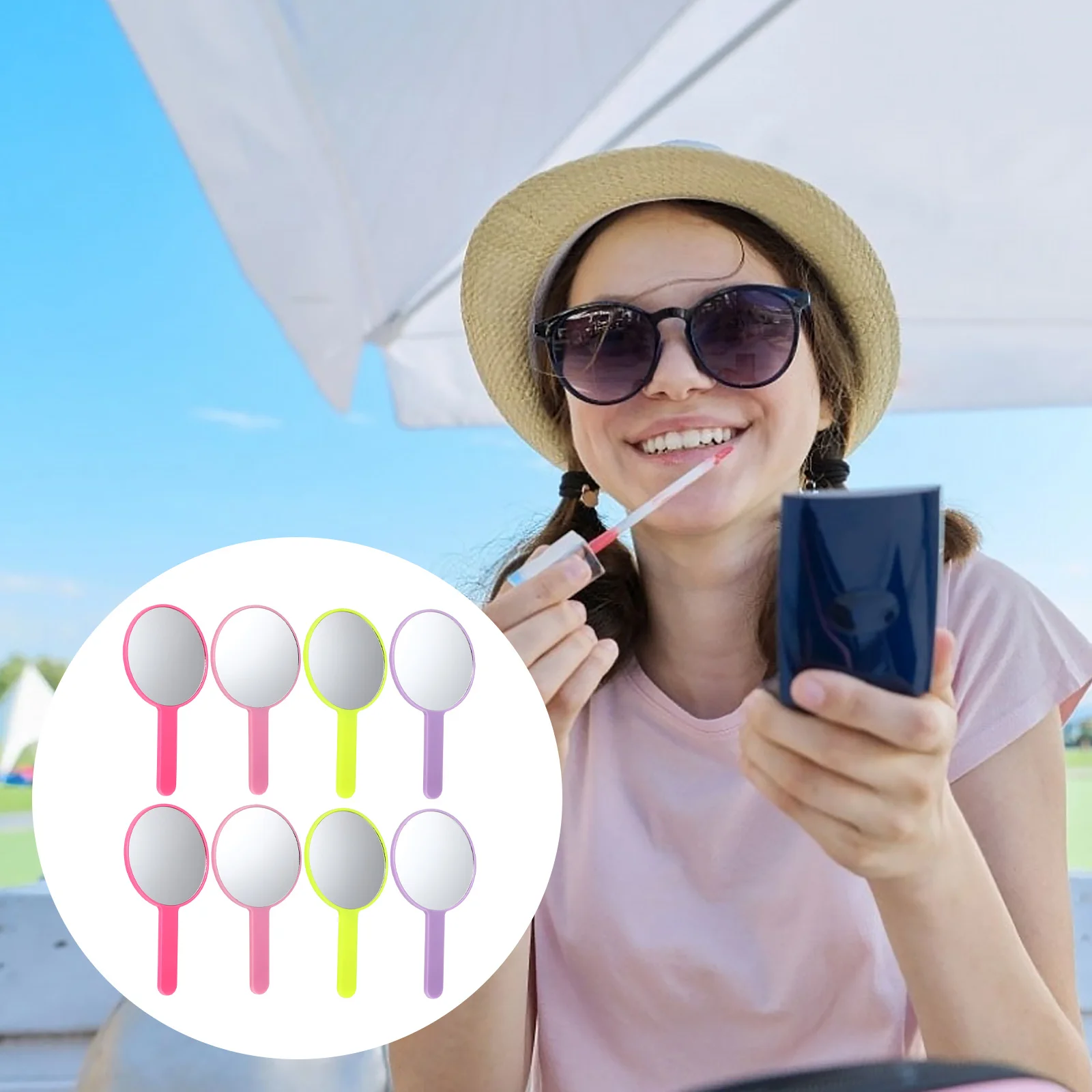 8 Stück tragbarer Reise-Make-up-Spiegel, Handspiegel, hochauflösende, klare Oberfläche, Geschenk für Mädchen und Frauen