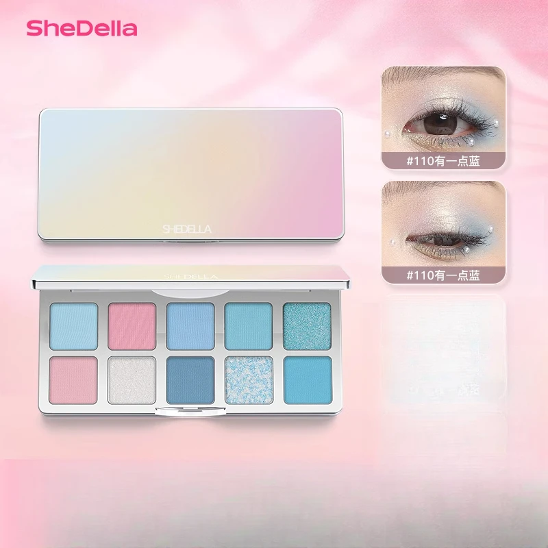 SHEDELLA Fantastic Colors 10Colors Eyeshadow Palette Blue Purple Green Easy to Wear Makeup Tray