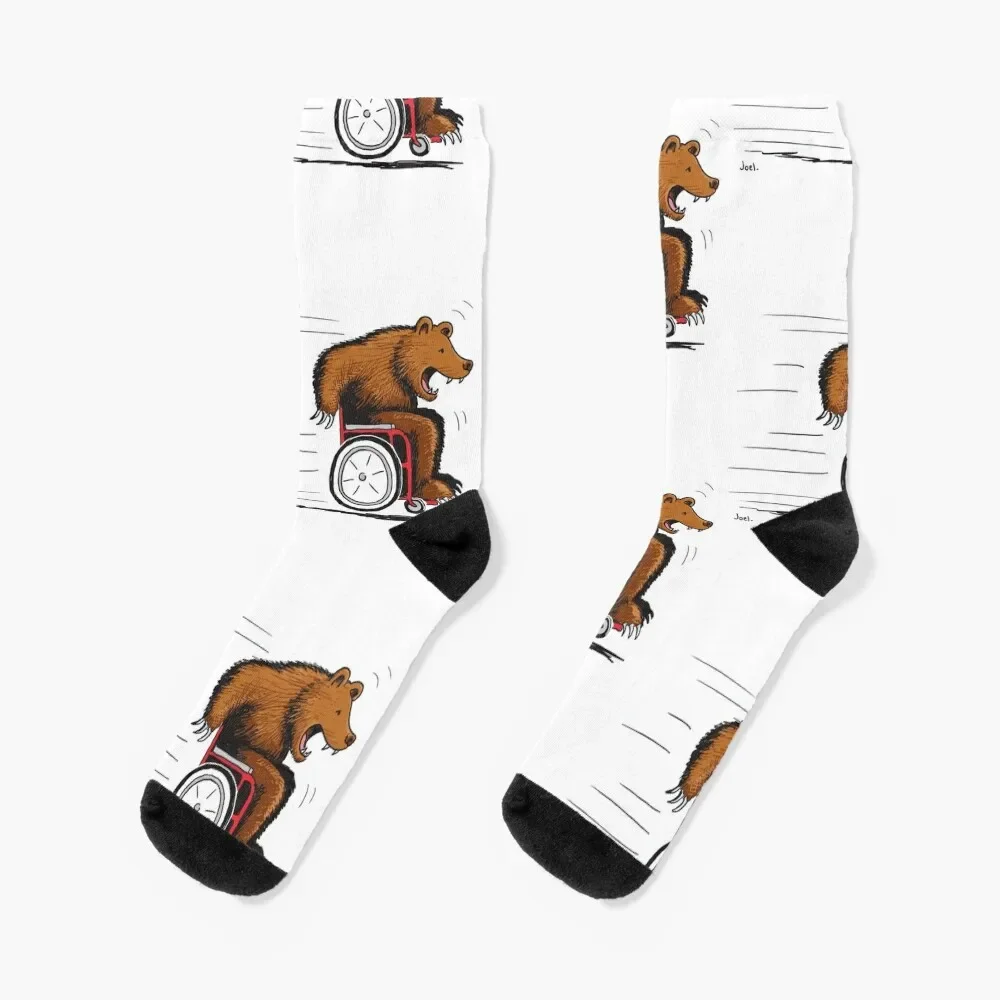 Bear in a wheelchair Socks Stockings luxe happy kawaii Boy Socks Women's