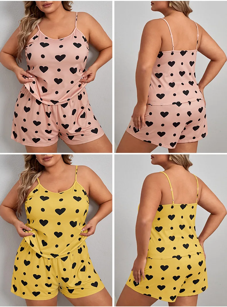 Große Größe Sommer Pyjamas Plus Größe Frauen Pyjama Set Sexy Frauen Ärmellose Nachtwäsche Frau frauen Schlaf Lounge Unterwäsche – Detail 4
