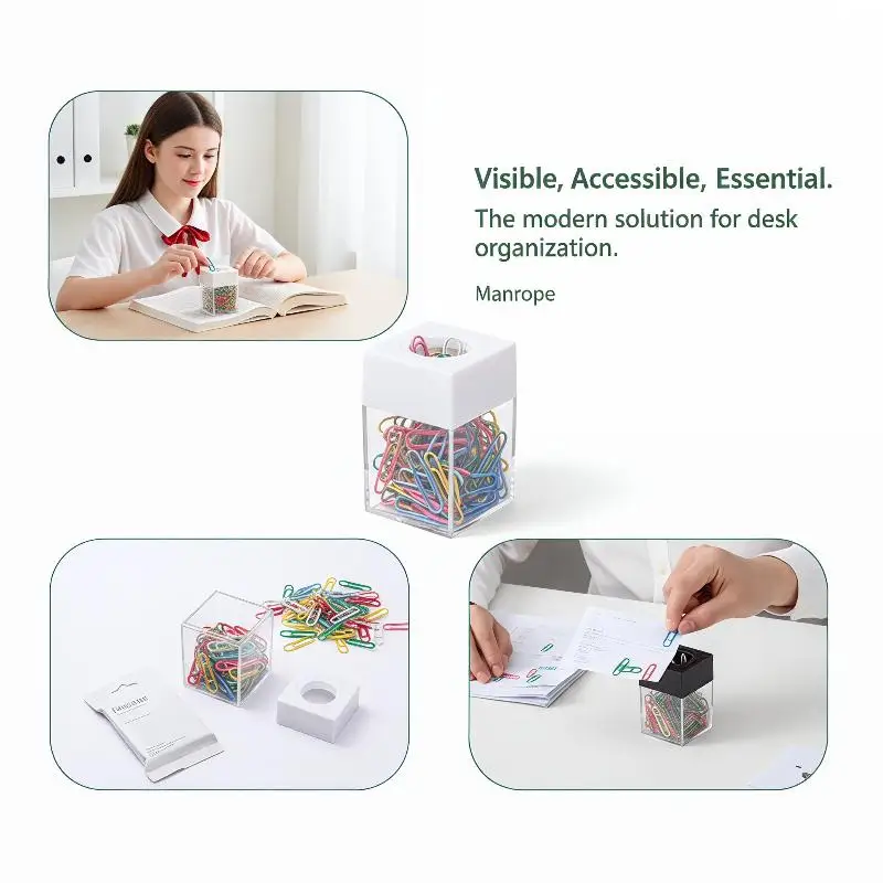 18pcs Paperclips Macaron Color Ins Paper Clip Storage Box Protable Stationery High Capacity Storage Box Office Binding Supplies