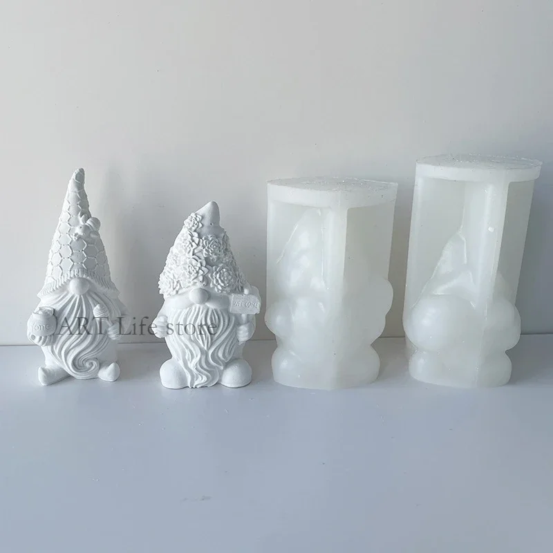 Christmas Dwarf Silicone Candle Mold 3d Santa Claus Aromatherapy Plaster Resin Soap Making Chocolate Ice Baking Tools Home Gifts