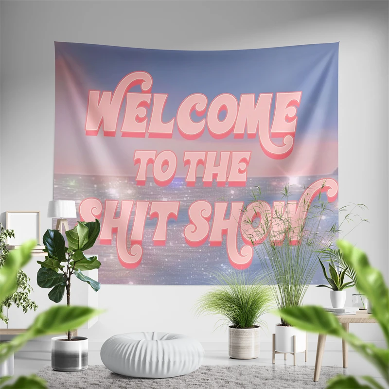 Aertemisi Welcome to the Shit Show Ocean Trippy Hippy Tapestry Wall Hanging Art for Bedroom Living Room Decor Party Backdrop