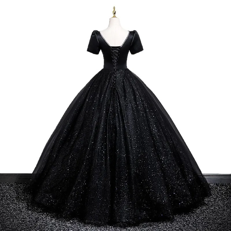 2026 Women's Black Adult Highlight Evening Gown Fashion Solo Soprano Art Performance Flared Skirt Trendy Slimming Long Dress