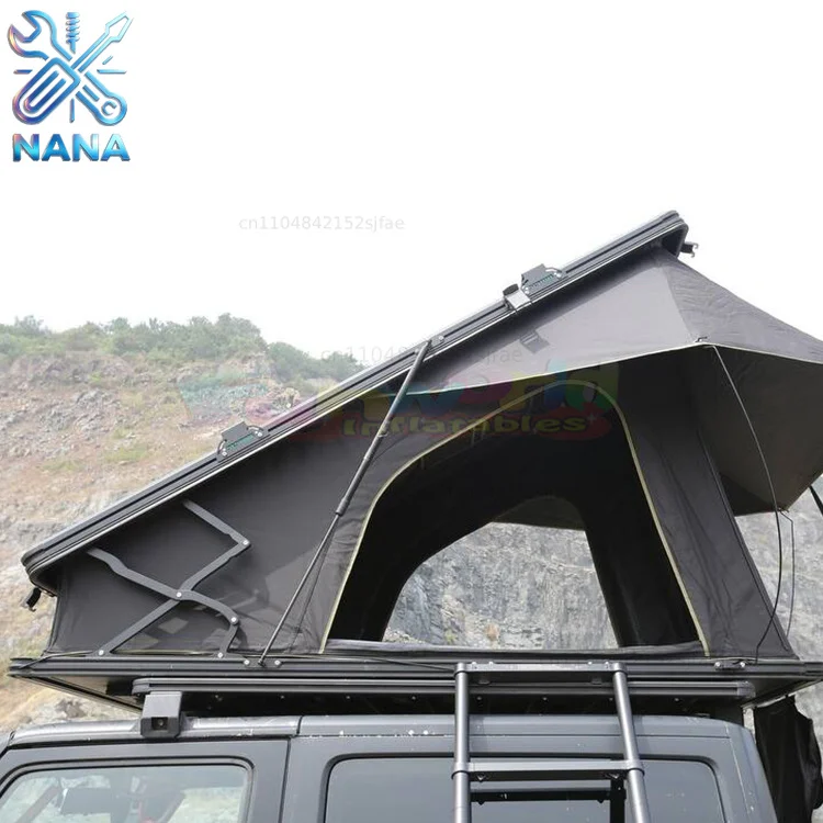Camping Aluminum Roof Top Tent 3 Person Rooftop Tent Dachzelt Auto Outdoor Hiking Car Triangle Clamshell Hard Shell Roof Tent