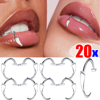 2/20Pcs Punk Sharp Teeth Fake Piercing Lip for Women Men Stainless Steel Gothic Fake Body Piercing Halloween Jewelry Accessories