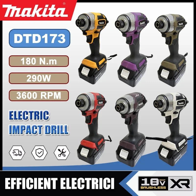 Makita DTD173 18V LXT Akku-Schlagschrauber, bürstenlos, 180 N·m, Holzschrauber, T-Modus, elektrische Bohrmaschine, wiederaufladbares Elektrowerkzeug