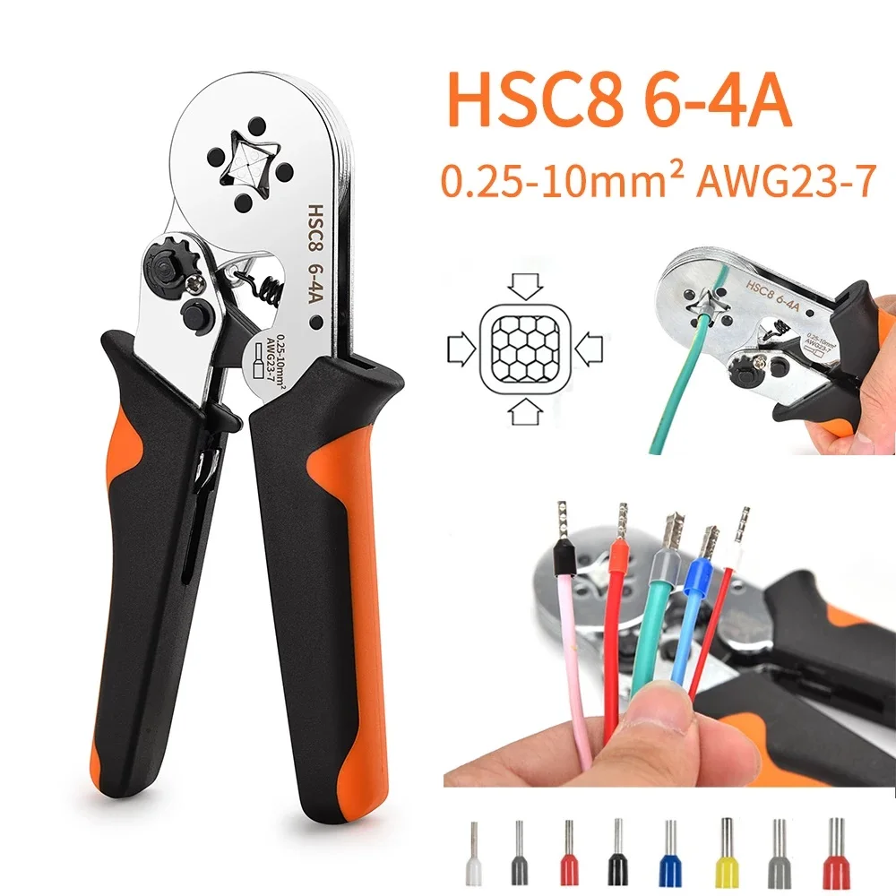 Tubular Terminal Crimping Tool Mini Electrical Pliers HSC8 6-4A 0.25-10mm² 23-7AWG High Precision Clamp Sets Ferrule Crimper Kit