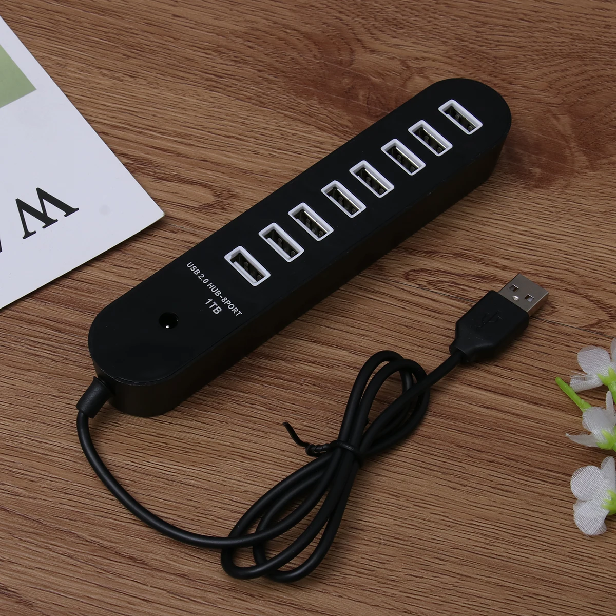 8-Port USB 2.0 Hub High-Speed Compact USB C Adapter Portable Laptop Computer Tablet Phone Long Strip Power Strip Type C Hub