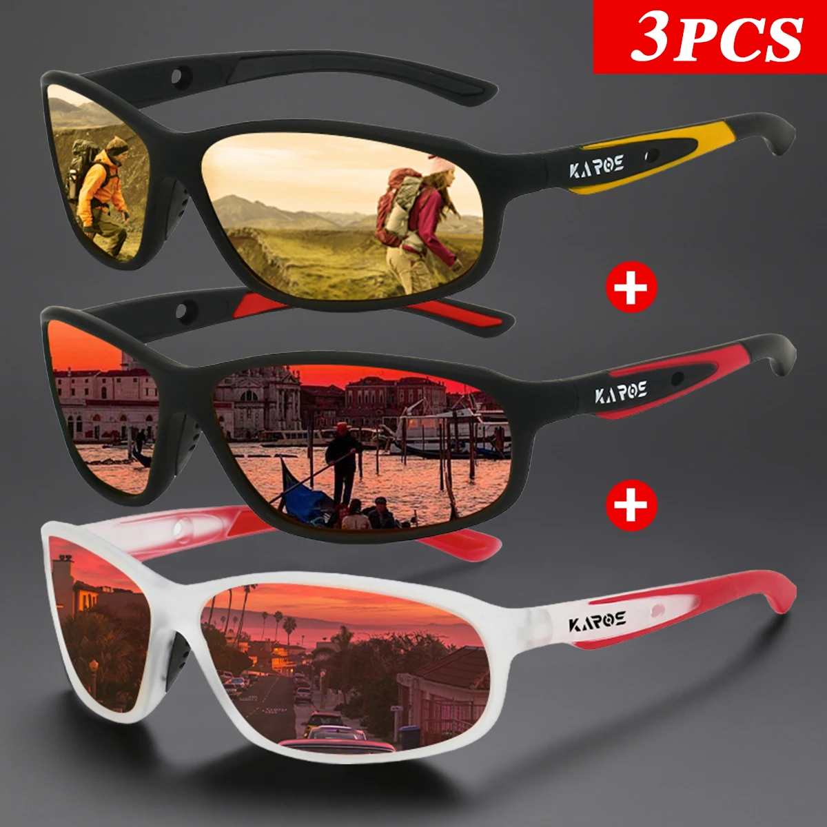 3 Teile/satz Karos Polarisierte Sonnenbrille Stilvolle UV400 Brillen Männer Frauen für Outdoor-Aktivitäten Angeln Fahren Reisen Und Partys