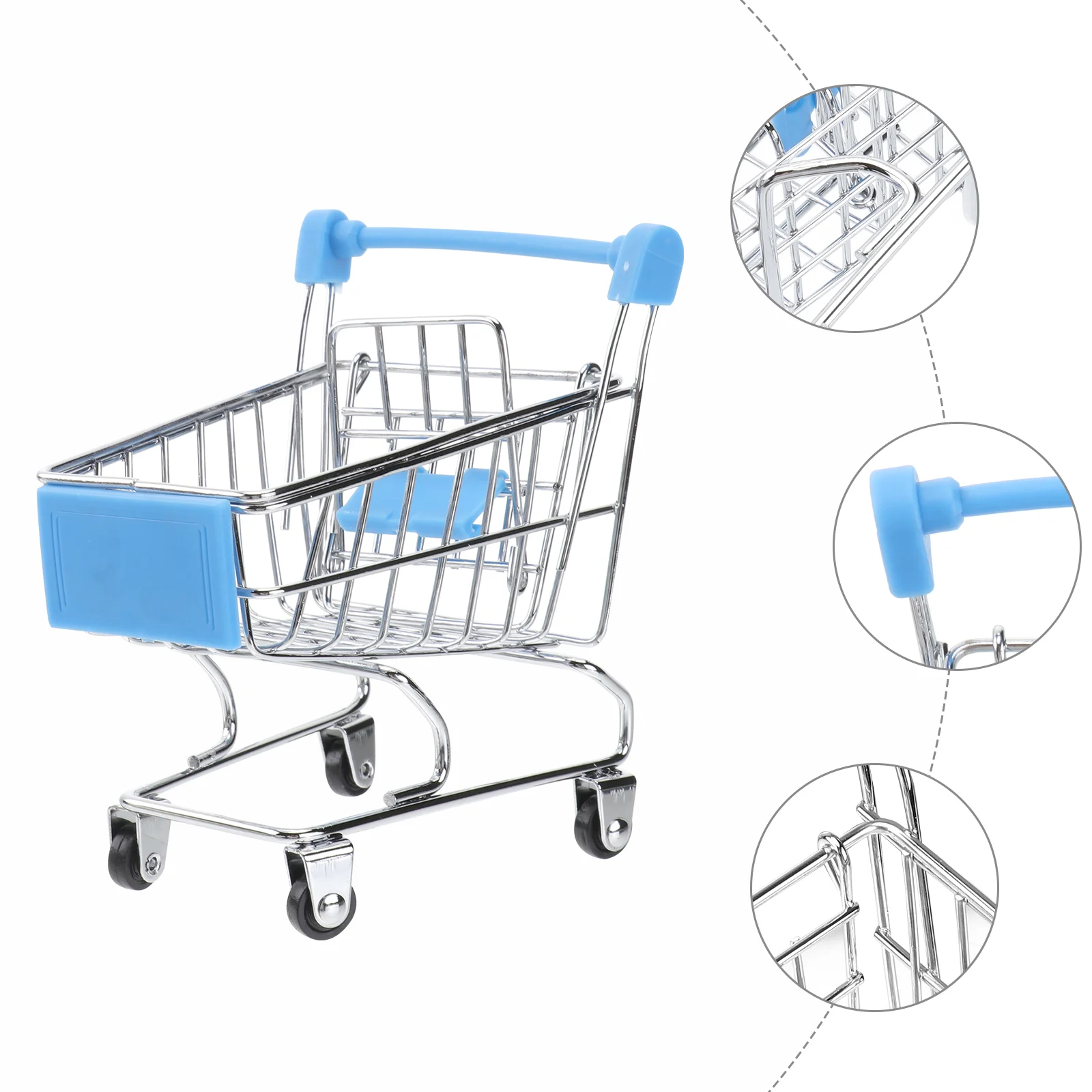 Mini Miniature Shopping Cart Metal Supermarket Handcart Pets Toy (Sky Blue) Mini Shopping Cart Shopping Cart Toy