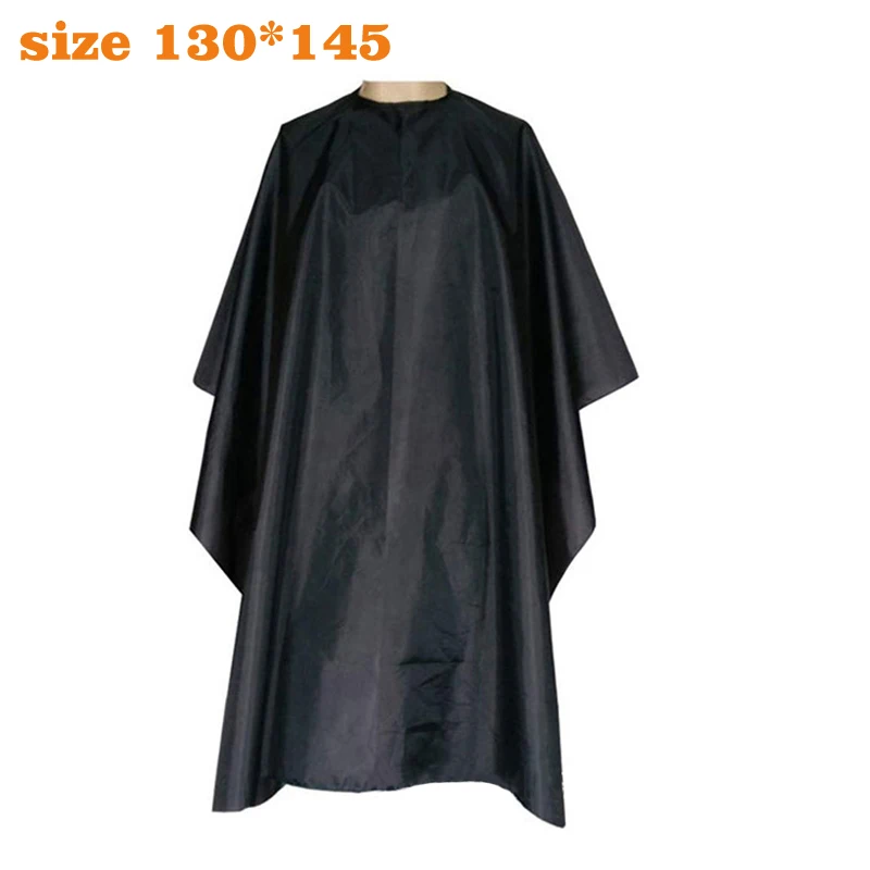 Black Custom Logo Barber Cape With Adjustable Hook Waterproof Hair Cutting Salon Cape Nylon Hairdresser Cape For Hair Cutting