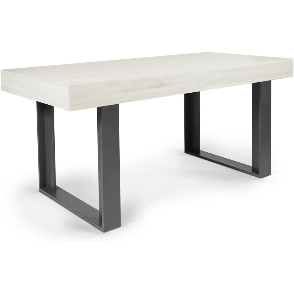 Mesa de comedor rectangular para 6 personas, madera y gris, 160 cm