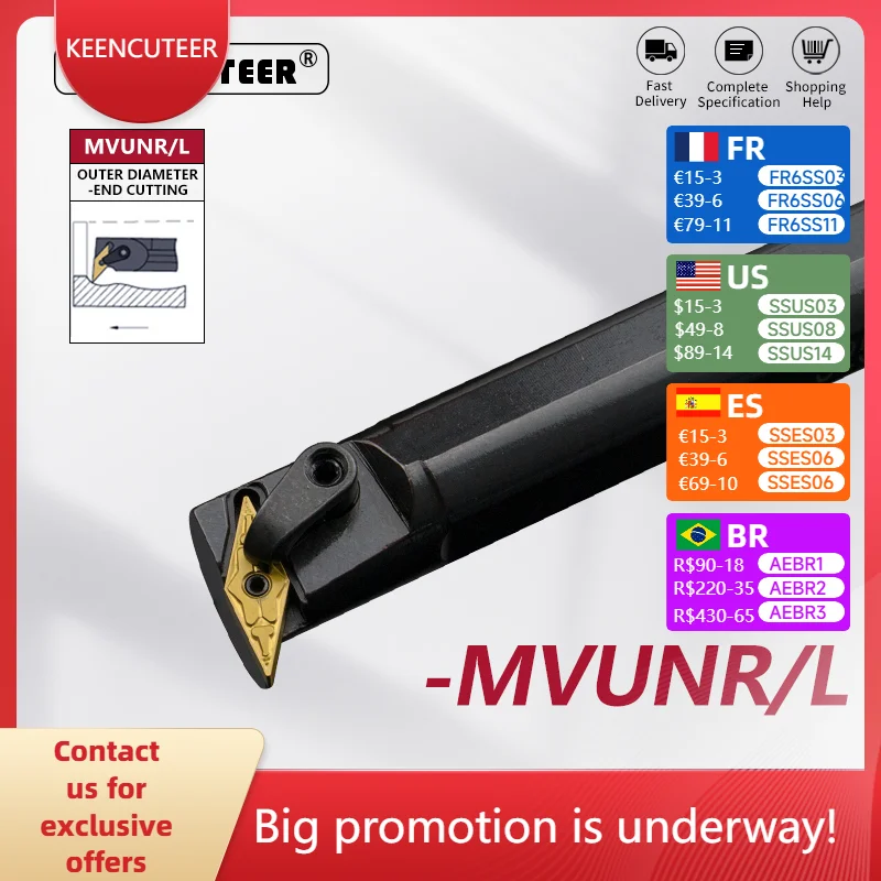 

S20R-MVUNR S25S-MVUNR S32T-MVUNR S20R-MVUNL Internal Turning Tool -MVUNR/L Lathe Bar Turning Holder CNC Cutting Tool Cutter Bar