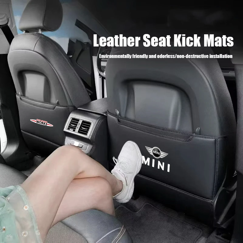 

Car Seat Back Anti Kick Cover Pad Leather Protector Mat For MINI Cooper JCW WORKS R55 R56 F55 F56 R57 R58 Interior Accessories