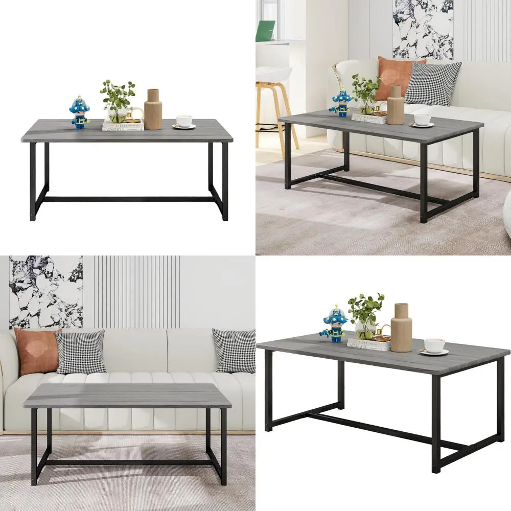 

Журнальный столик в индустриальном стиле для гостиной - металлический каркас, серый цвет, подходит для небольших помещений, простая сборка