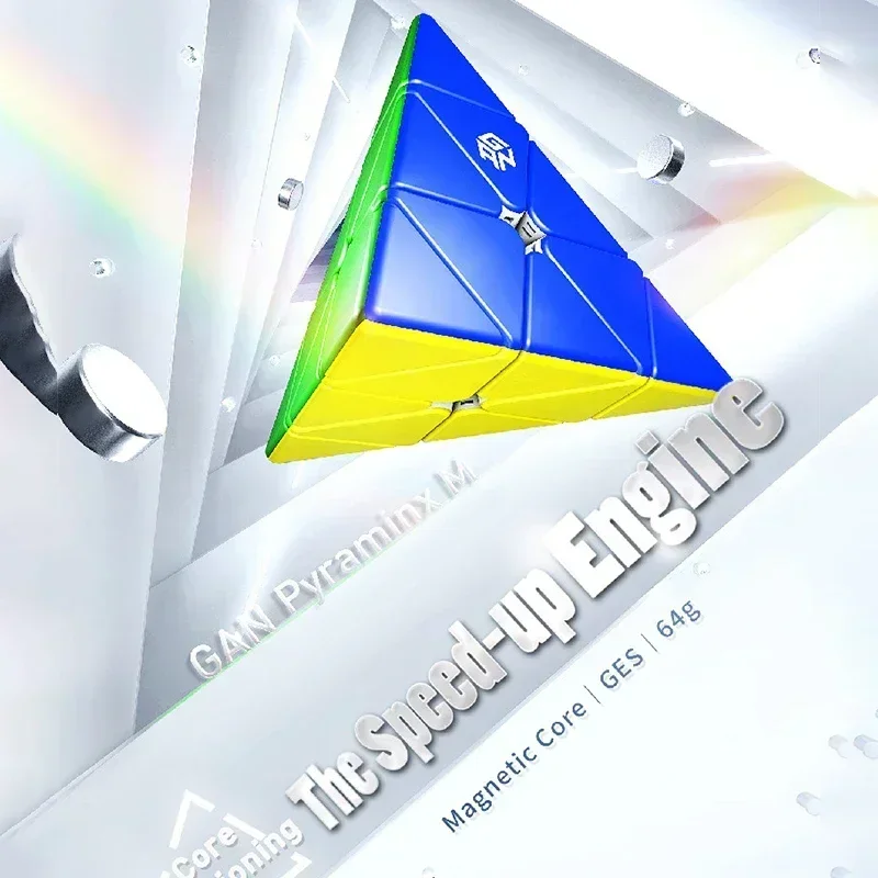 GAN 3x3 Pyraminx-Magnete Gan Pyraminx M 3x3x3 UV-Geschwindigkeit Magnetisches Pyramidenpuzzle Aufkleberloser Dreieckswürfel mit extra GES