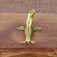 Vintage Brass Seal Figurine Miniature Phocidae Ornaments Solid Copper Sea Animal Sculptures Model Antique Collection Crafts