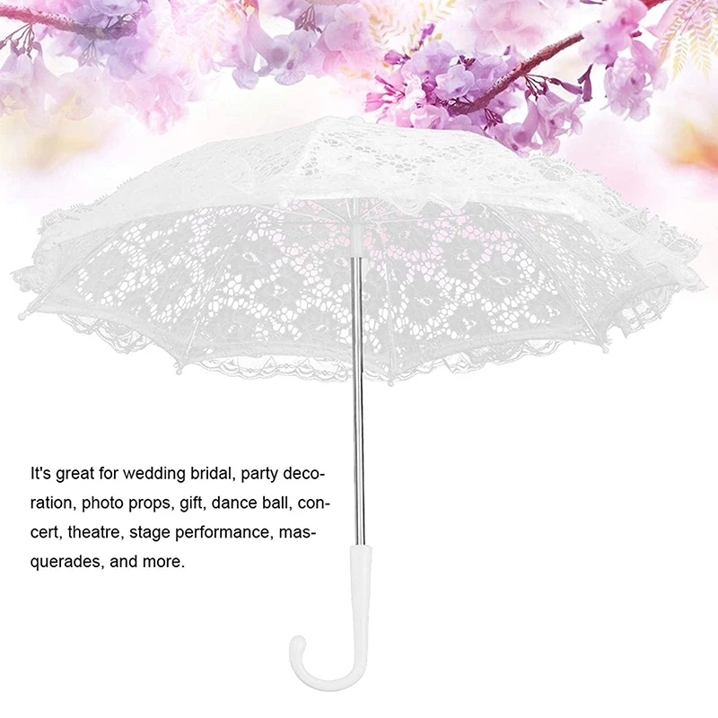 Umbrella Women Parasol White Lace Umbrella Photography Prop Umbrella for Wedding Party Decor Stage Performance Photography