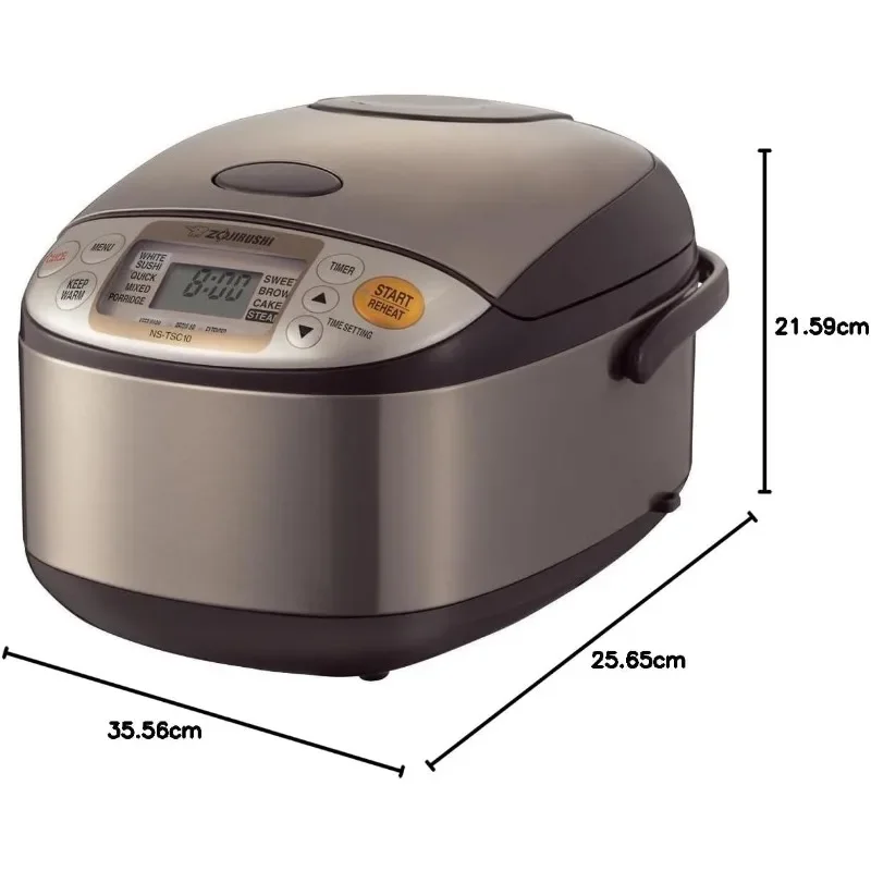Zojirushi NS-TSC10 5-1/2-Cup (ดิบ) Micom หม้อหุงข้าวและเครื่องอุ่น, 1.0 ลิตร, สแตนเลสสีน้ําตาล