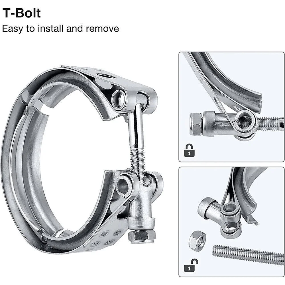 2 pçs Polegada v banda braçadeira com flange masculino feminino braçadeira de escape aço inoxidável turbo silenciador kits tubo acessórios do carro ferramentas