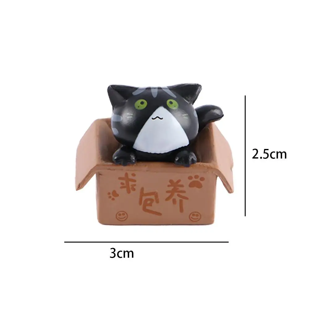 Miniatures Statue DIY Miniatures Cartoon Crafts PVC Kitten Kitty Model Poor Box Cat Car Figurine Small Statue