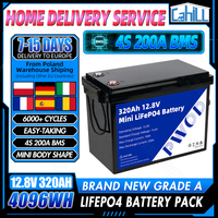 EU Stock Grade A 12V 320Ah Lifepo4 battery Pack 12.8V lithium iron phosphate rechargeable Cells DIY 24V 48V For RV Solar Camping