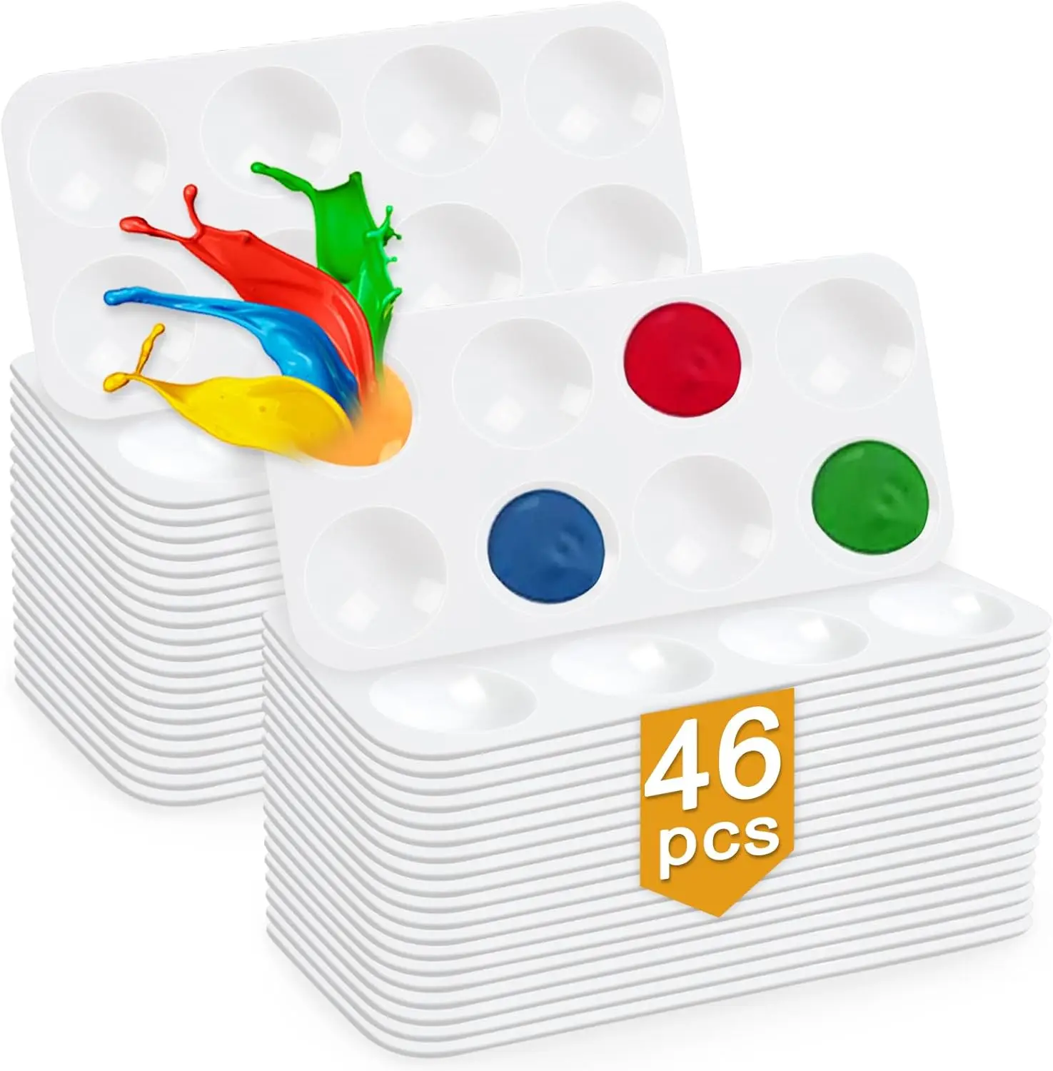 

46pcs Paint Tray Palettes for Kids, White Plastic Paint Tray for Painting Party, DIY Craft and Art Painting- Rectangular