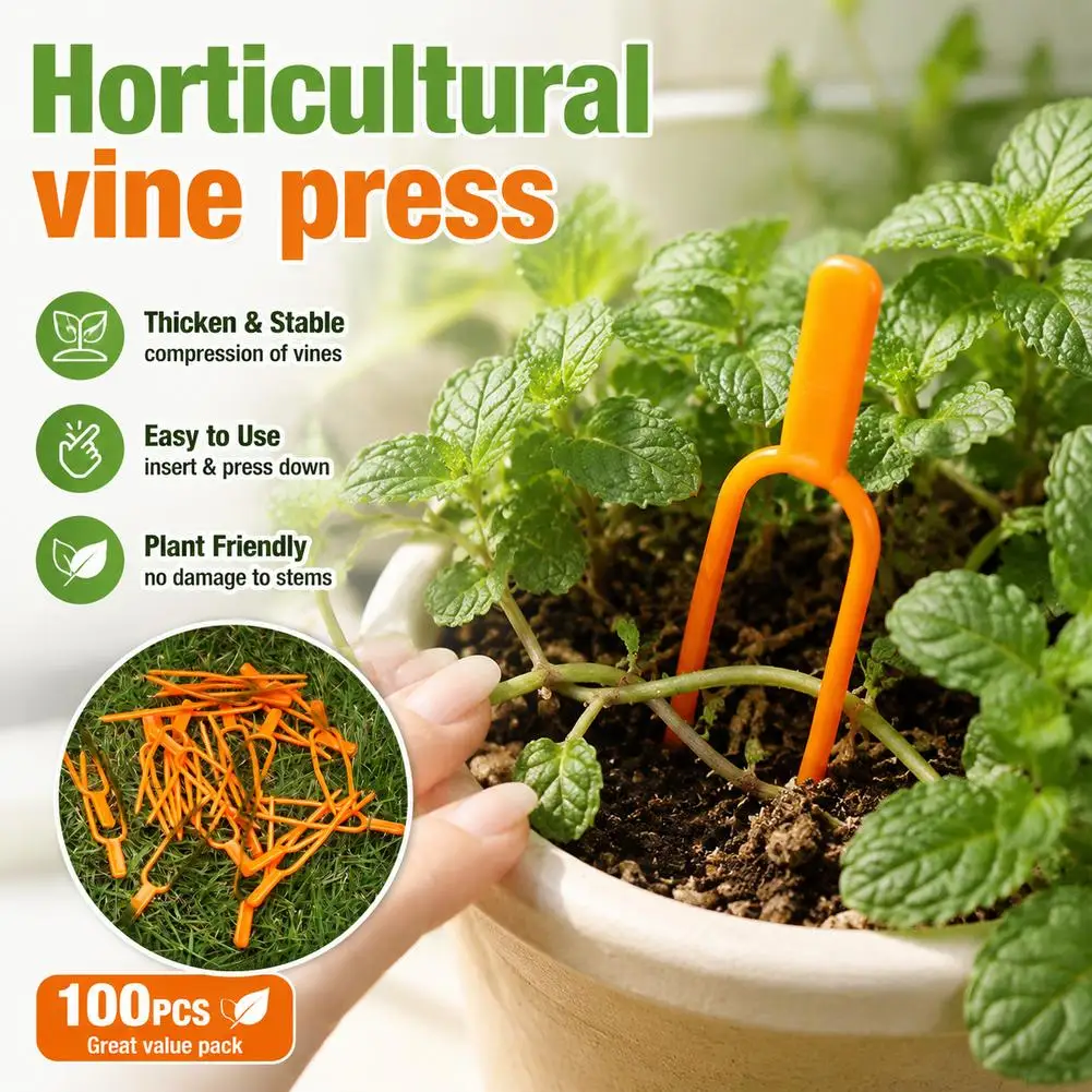 100pcs Plant Clip Strawberry Fork Tool Gardening Plastic Environmental Orange Durable Fixed Fixture Clamps Plant Fixed Tools