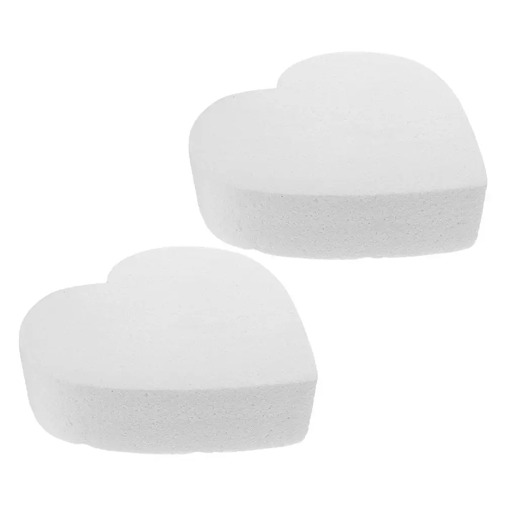 2Pcs Heart Shaped Foam Cake Dummy Sturdy Lightweight for Wedding Cake Decoration Baking Practice Fondant Icing Practice Tool