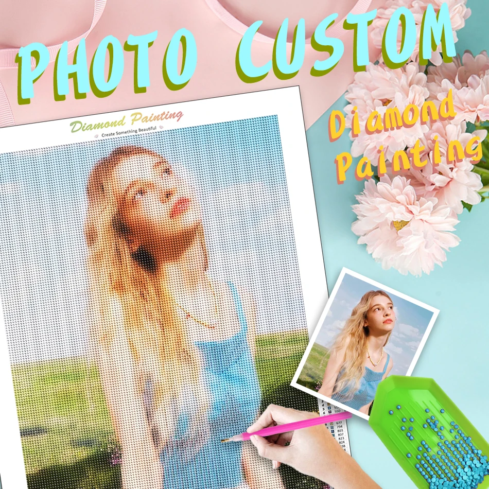 

PhotoCustom Full Square/Round Diamond Embroidery Customized Photos Of Couples Diamond Painting Cross Stitch Rhinestone Home Deco