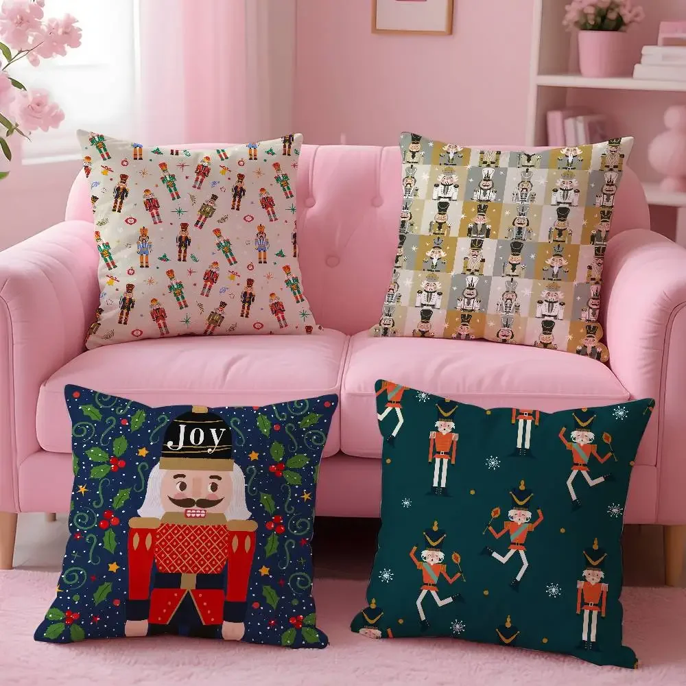 Nordic Nutcracker Soldier Toy Pillow Case pattern printing pillowcase living room sofa cushion cover bedroom room decor
