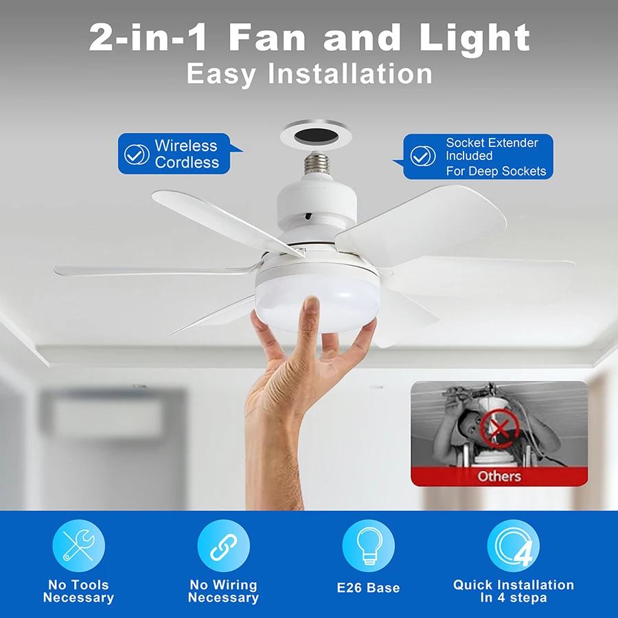 LED Lights Ceiling Fan E27 base with Remote Dimming Function Suitable for bedroom Living Room Study Home use AC85-265V