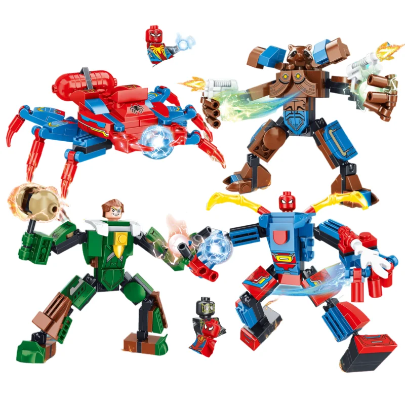 Disney Building Blocks Mini Model Figures Compatible Spiderman Iron Man Venom Captain Hawk Deadpool Technic Armor City Gift Toys