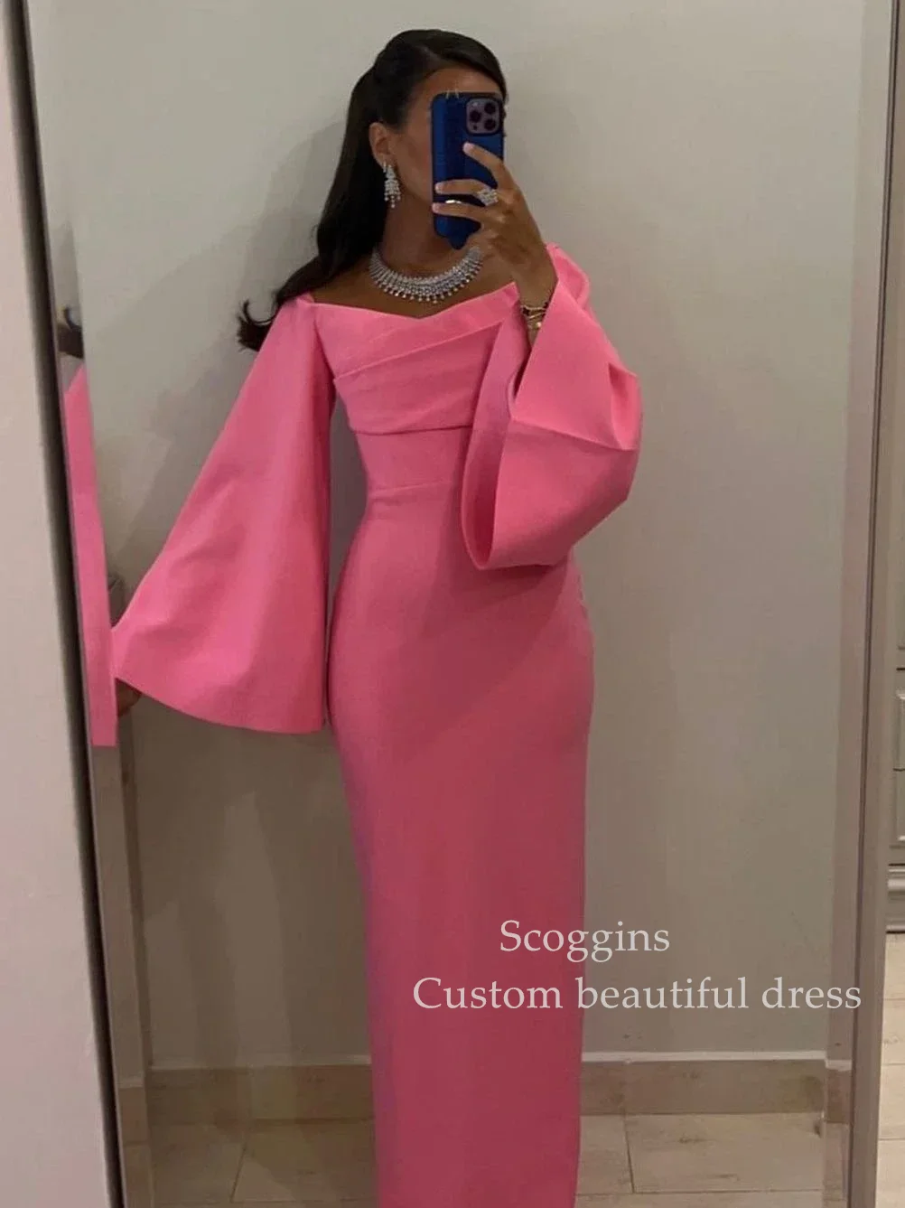 Scoggins Evening Elegant Vintage Simple Ruffle Boat Neck فساتين سهرة Formal Occasion Prom Dress Evening Party Gowns Evening