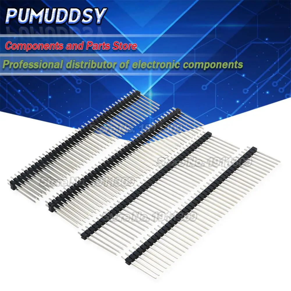 10PCS 40 Pin 1x40 2x40 Single Double Row Male Breakable Pin Header Connector Strip For Arduino Black 2.54MM Length 15MM~25MM