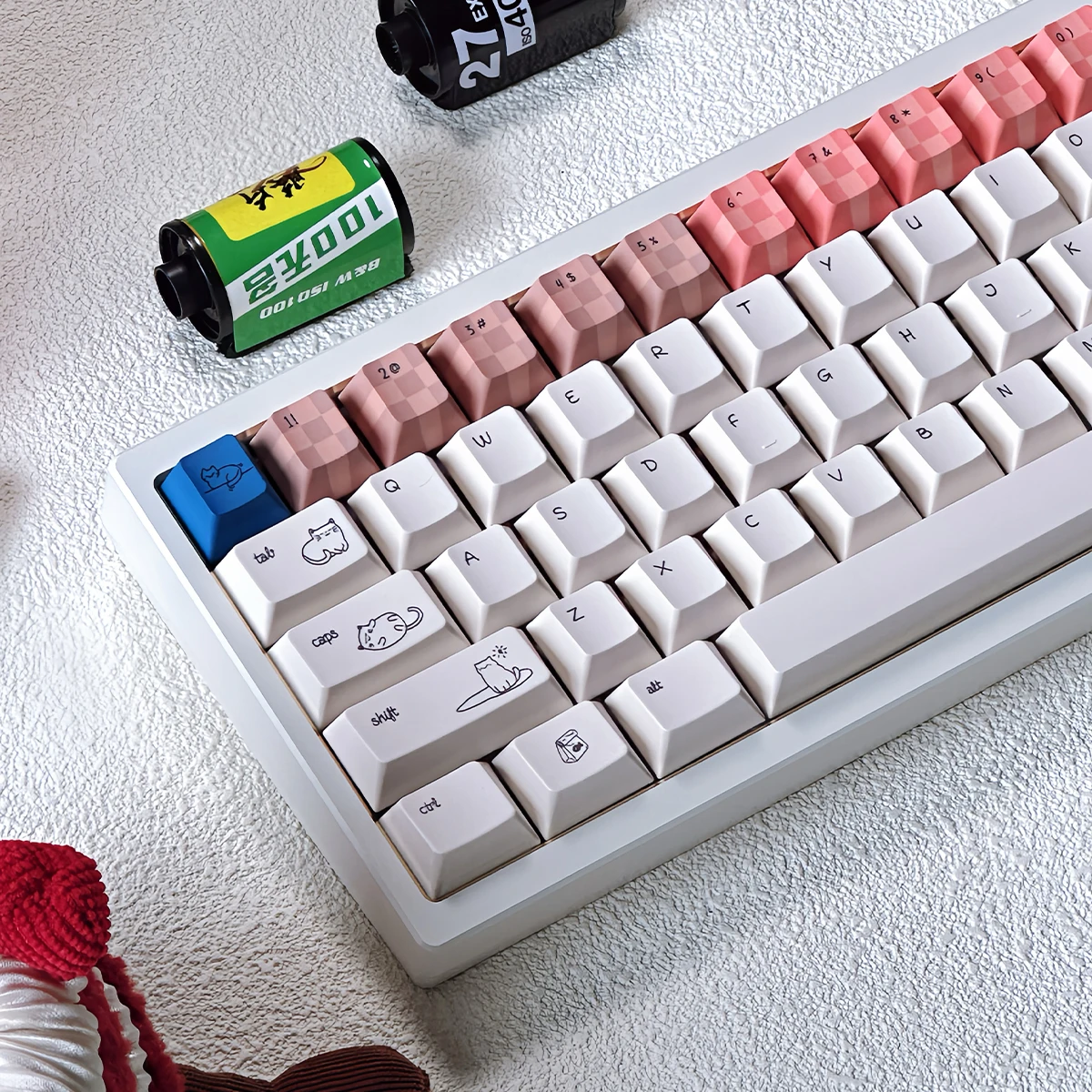 Cat Ummi Keycap White Pbt Cherry Simple White Cat Cute 163 Key 2.25/2.75U Alice Iso Layout Keycap